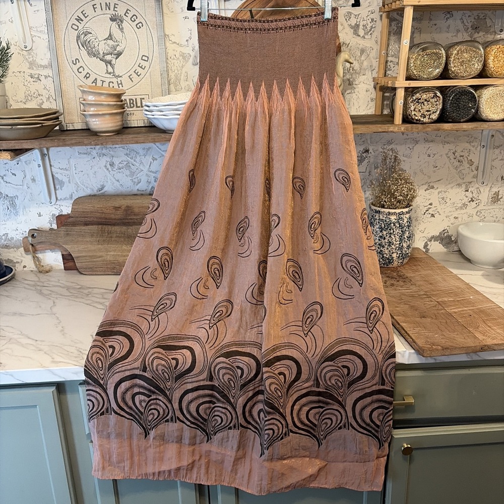 Anthropologie Lapis Strapless Smocked Bohemian Pull On Women's Dress Onesize